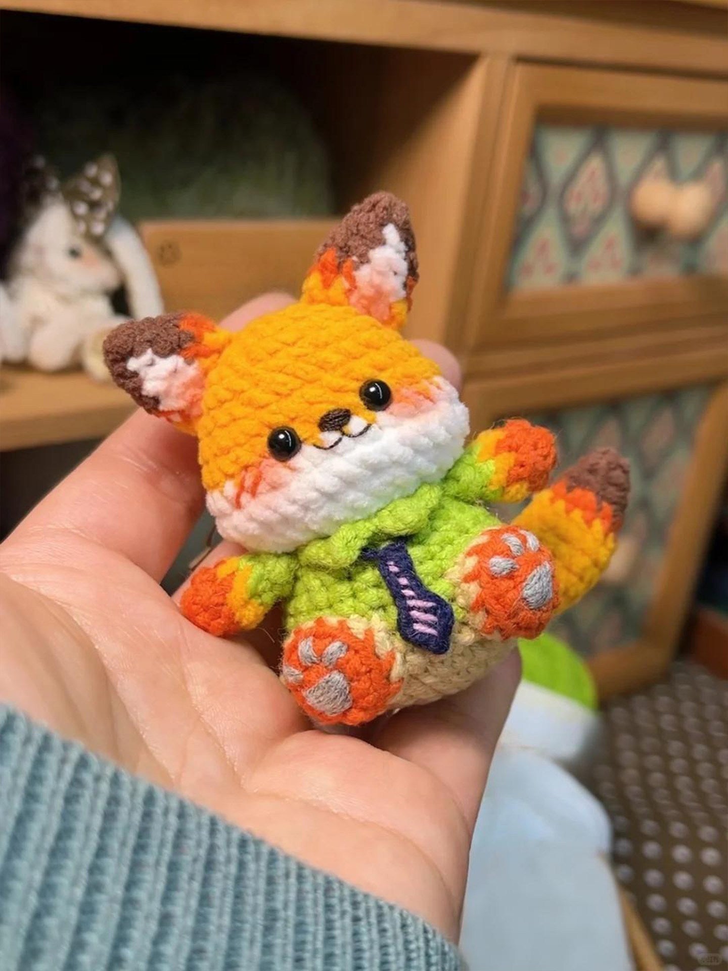 DIY Judy Hopps Crochet Doll Keychain Kit – Handmade Yarn Craft Set, Cute Pendant Gift