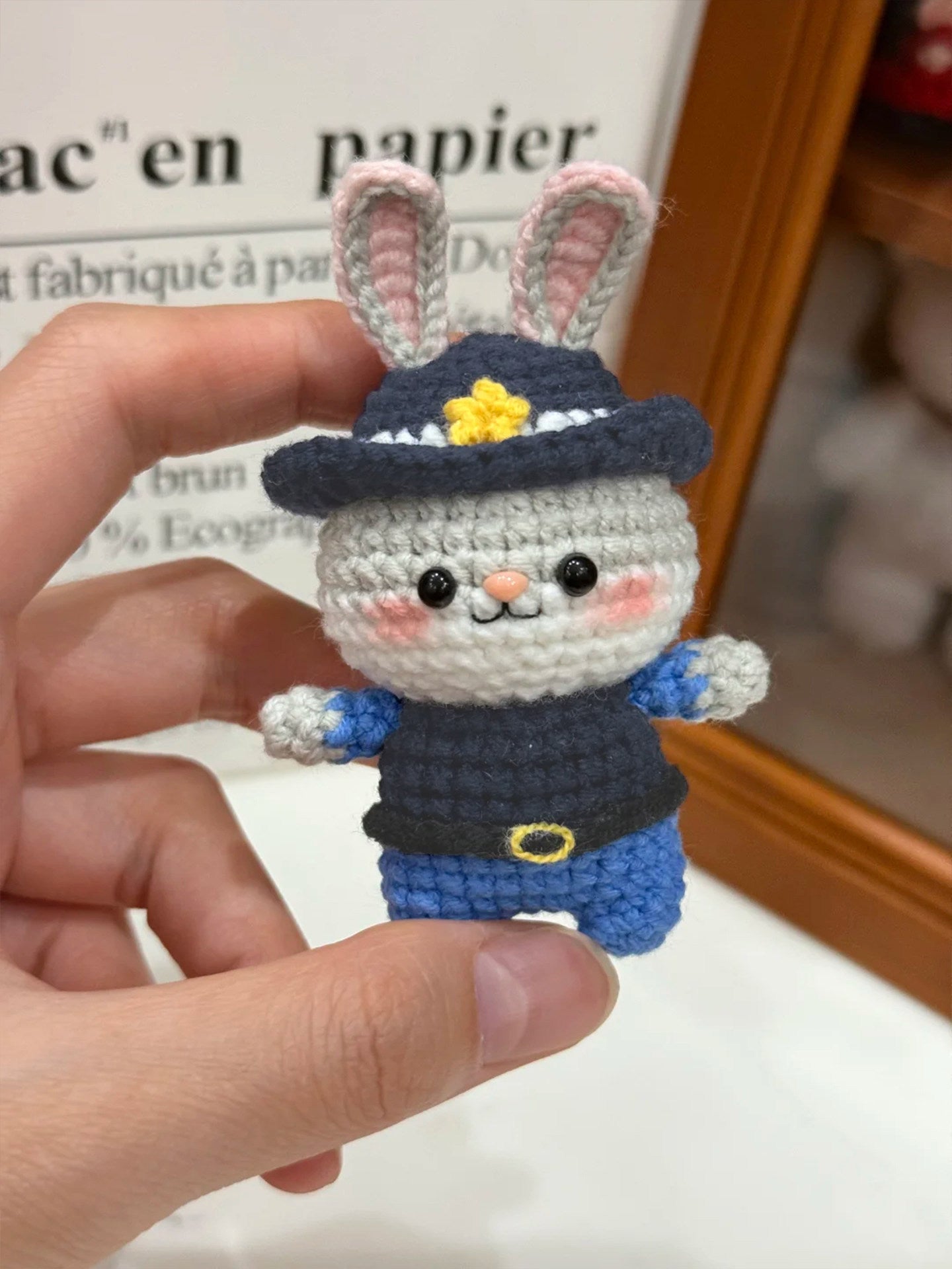 DIY Judy Hopps Crochet Doll Keychain Kit – Handmade Yarn Craft Set, Cute Pendant Gift
