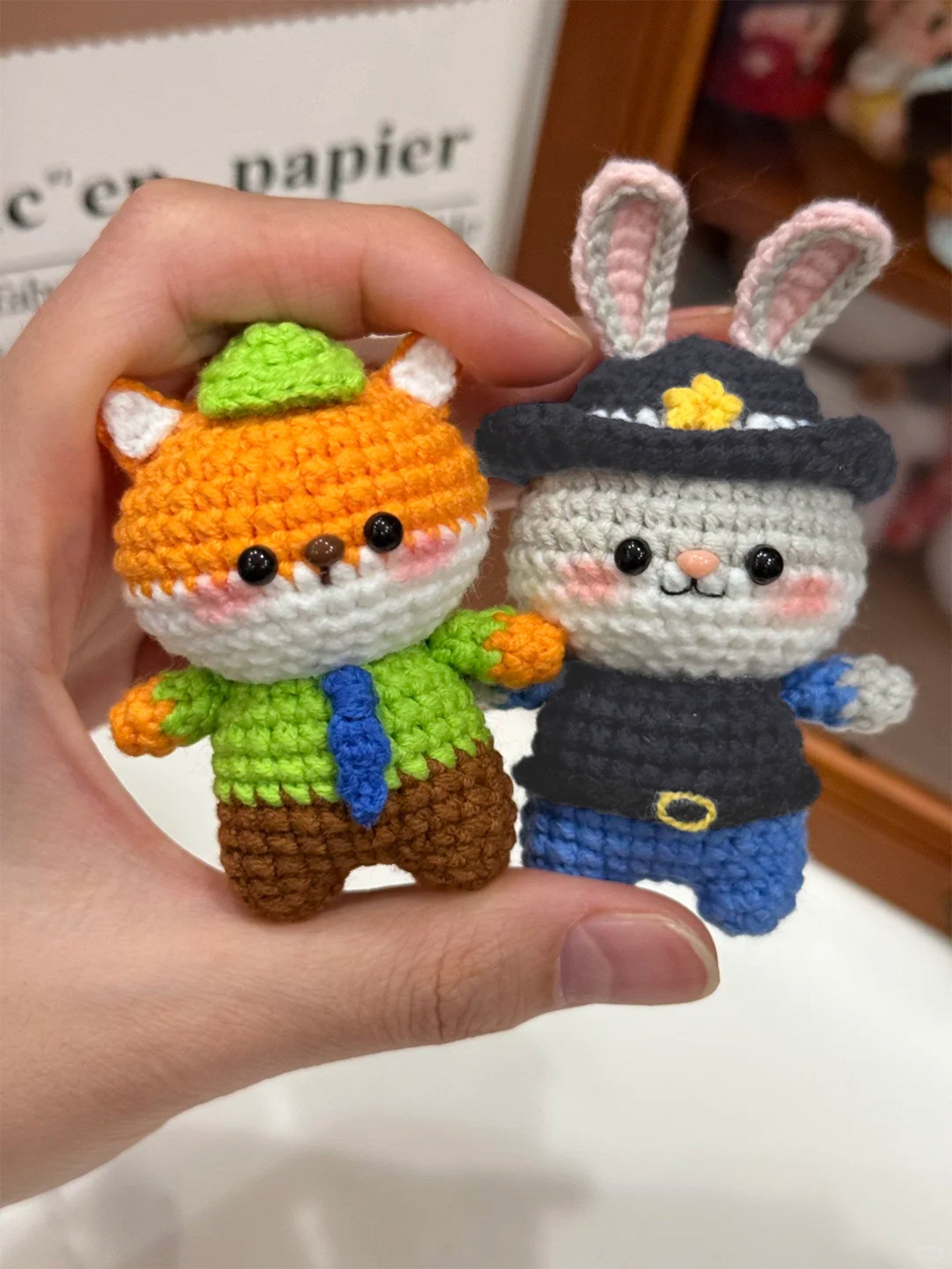 DIY Judy Hopps Crochet Doll Keychain Kit – Handmade Yarn Craft Set, Cute Pendant Gift